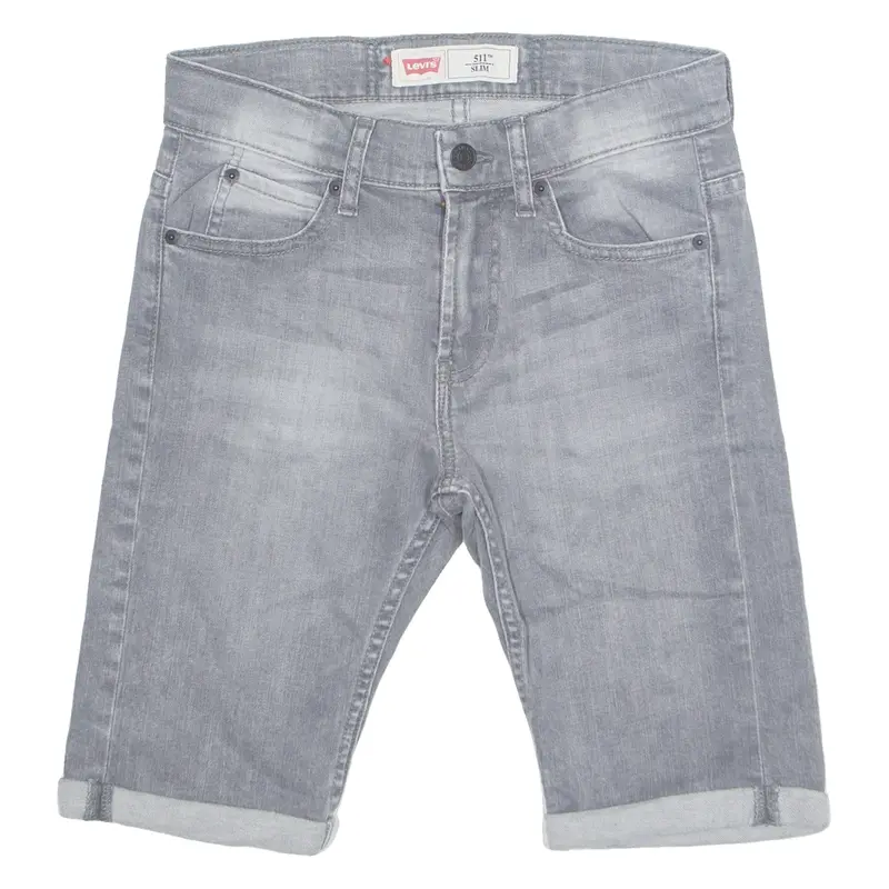 LEVI'S 511 Womens Denim Shorts Grey Slim UK 12 W28