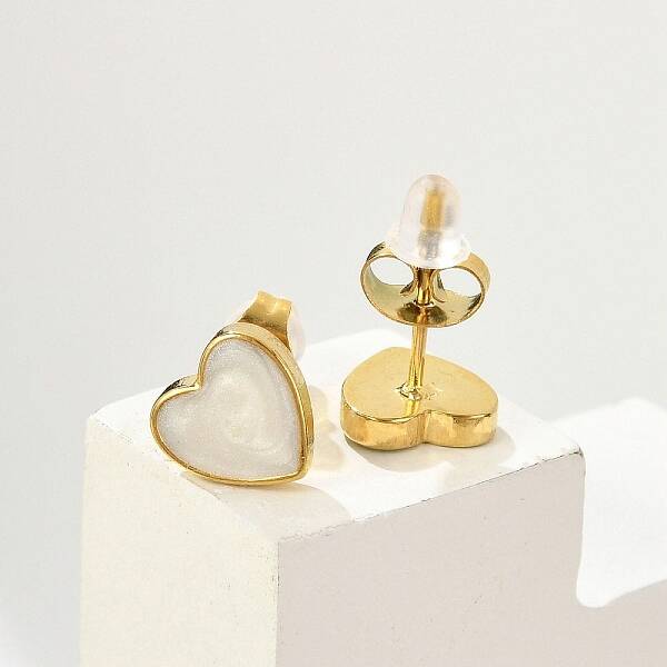304 Stainless Steel Enamel Stud Earrings