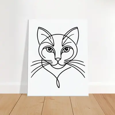 Silent Purr - Sleek Cat Line Drawing on Canvas