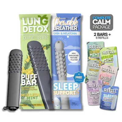 HealthChews Aroma Relief Bundle Essential Oils Pack with Reusable Breather Stick + Refill Cores