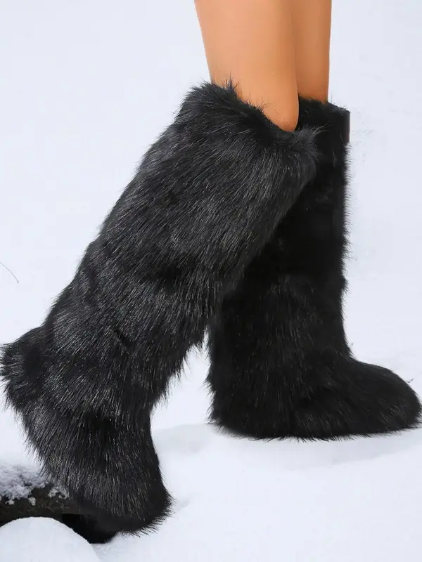 Fashionable Long Tube Snow Boots for Women, New Trend All-match Plain Plush Knee Boots, Y2k Style Fashion Snow Boots for Wome...