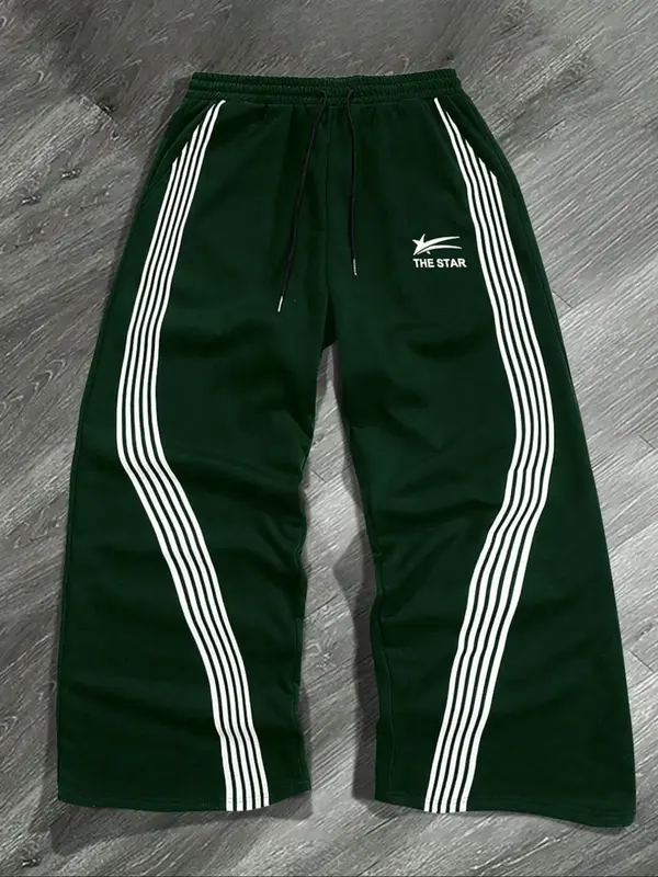 Men's Star Print Drawstring Waist Sweatpants, Casual Comfy Regular Fit Jogger Pants for Daily Wear, Men's Trousers for All Se...