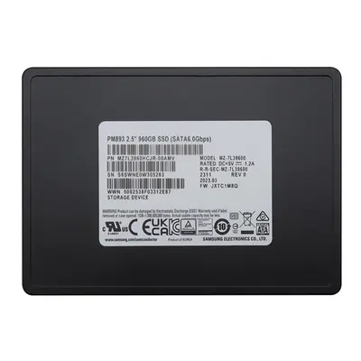 MZ7L3960HCJR-00AMV Samsung Enterprise PM893 Series 960GB Triple-Level Cell  SATA 6GB/s V-NAND 7mm 2.5-inch Solid State Drive