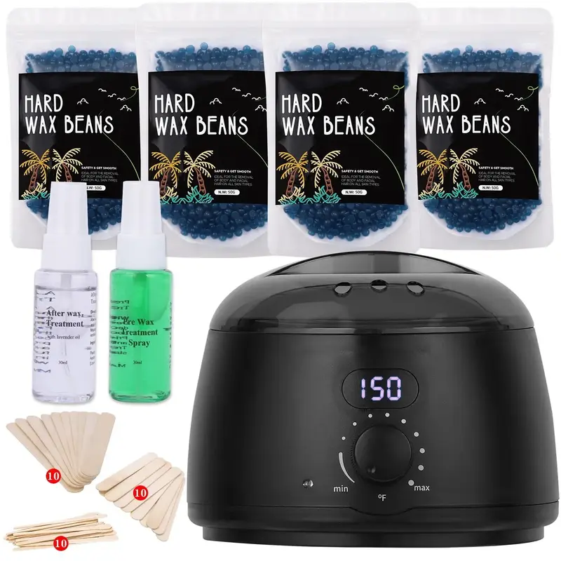 Christmas Summer Waxing Kit, 10pcs/set Comfort Digital Wax Warmer, Wax Beads & Hair Removal Machine, Multifunctional Hair Rem...
