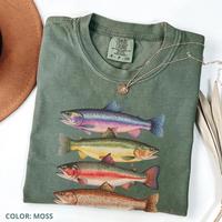 Comfort Colors River Fish Species T-Shirt – Women’s Oversized Graphic Tee, Casual Summer Outfit, Short Sleeve Nature Shir...