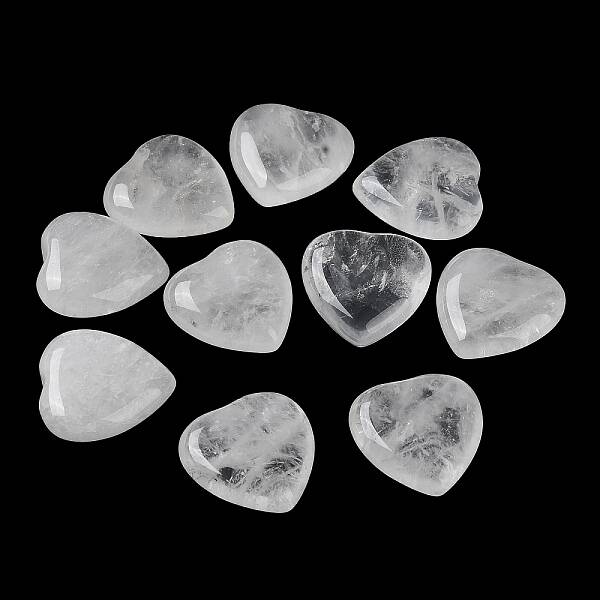 Natural Quartz Crystal Heart Palm Stones