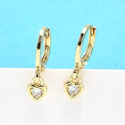 Brass Micro Pave Clear Cubic Zirconia Hoop Earrings