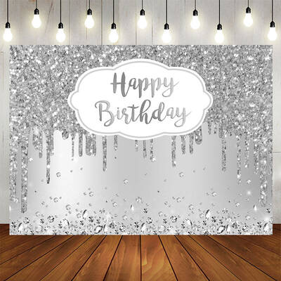 Aperturee Birthday Silver Glitter Diamonds Backdrop for