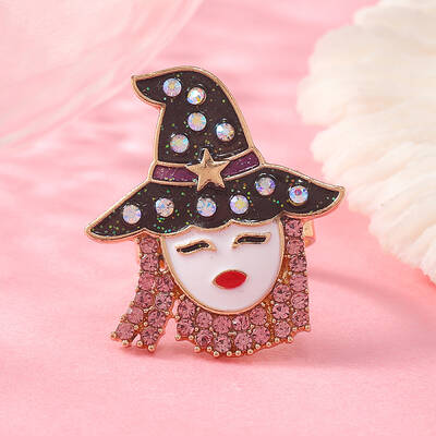 Unique Witch Alloy Rhinestone Cuff Rings