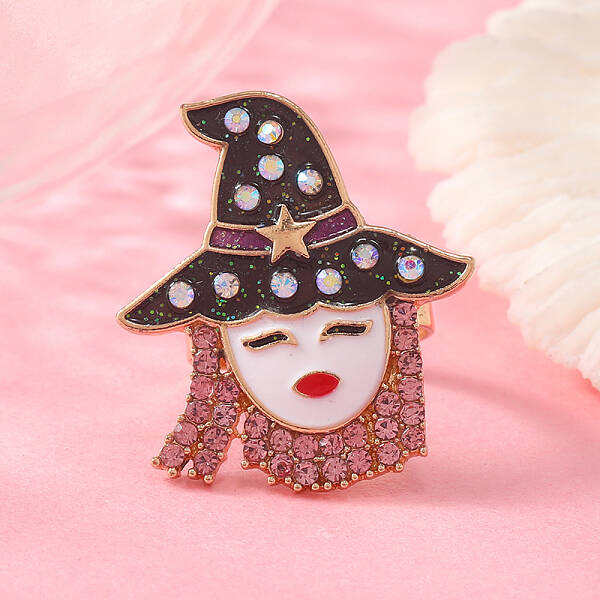Unique Witch Alloy Rhinestone Cuff Rings