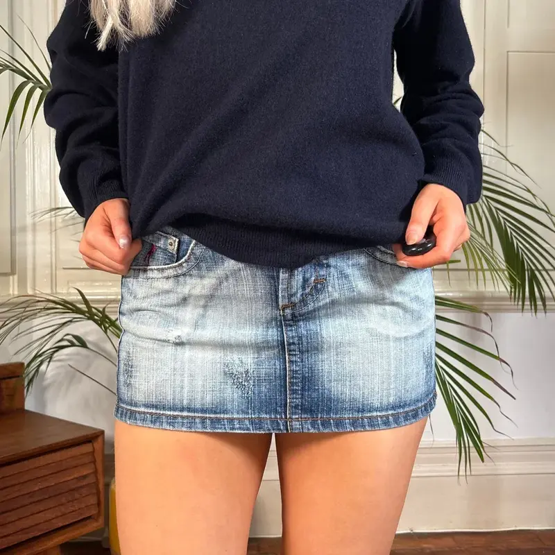 Terranova Mini Denim Skirt - 29W UK 10 Blue Cotton
