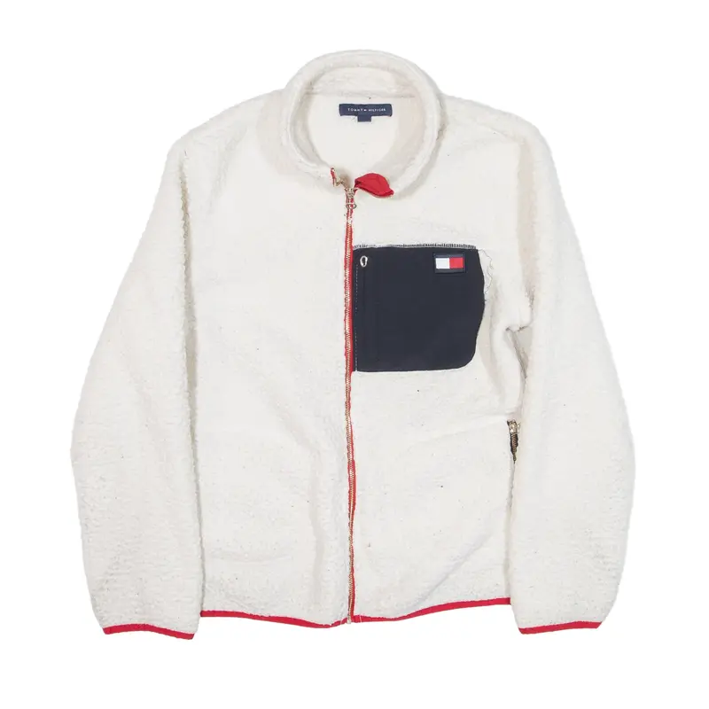 TOMMY HILFIGER Fleece Jacket White Womens L