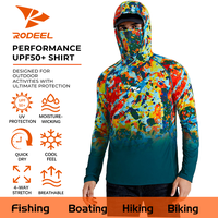 RODEEL UPF 50+ Sun UV Protection Hoodie Shirts, Men Raglan Long Sleeve Lightweight Quick Dry Breathable Cooling Rash Guard wi...