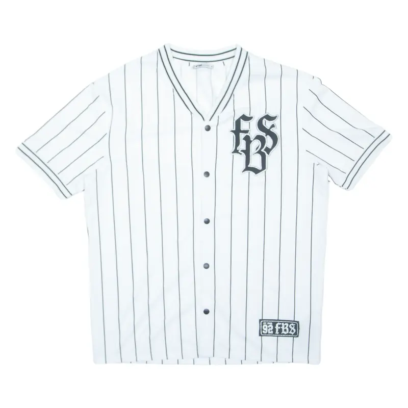 FB SISTER Striped Womens Jersey White V-Neck S