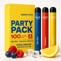 NAZ Electric Nasal Stick Party Pack - 3 Pack of Tropical Flavors Blue Raz Lemonana Miami Ice - 100% Natural Essential Oils - ...