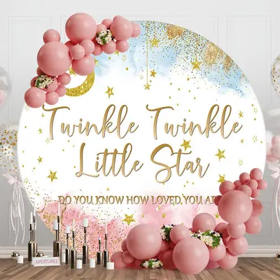 Twinkle Stars Night Round Gender Reveal Backdrop - Aperturee