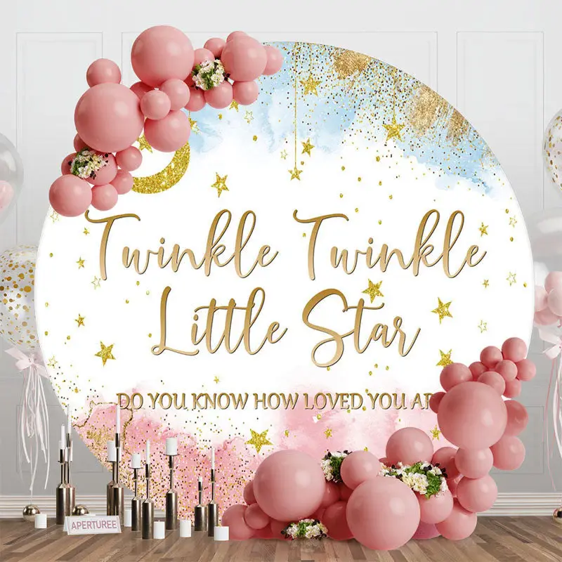 Twinkle Stars Night Round Gender Reveal Backdrop - Aperturee