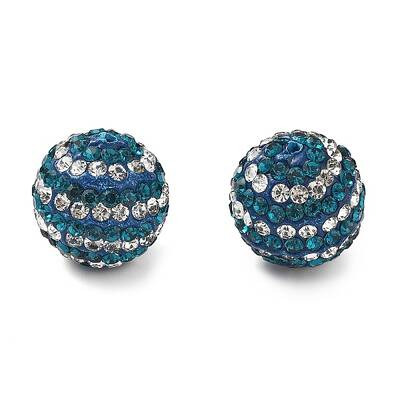 Stripe Pattern Polymer Clay Rhinestone Beads