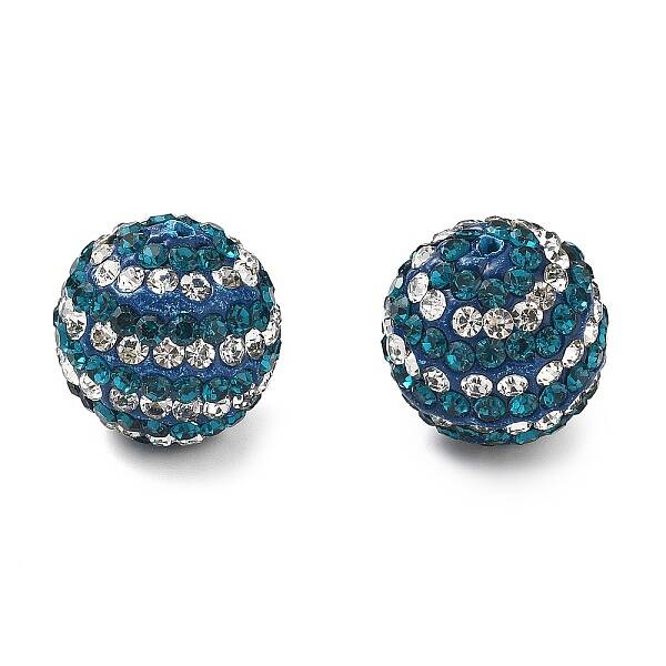 Stripe Pattern Polymer Clay Rhinestone Beads