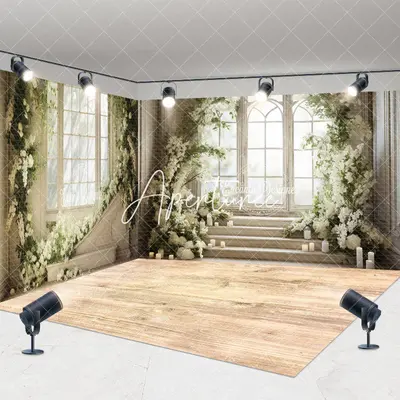 Aperturee White Floral Plant Window Wedding Room Set Backdrop, 7 x 7 ft / 10 x 7 ft / 10 x 7 ft, 247.5 USD, room set backdrop...