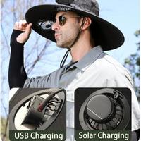Outdoor Wide-Brimmed Sun Hat With Solar Fan, Men's And Women's Suitable Fishing Solar Air Conditioning Hat, Fisherman Hat, Bu...