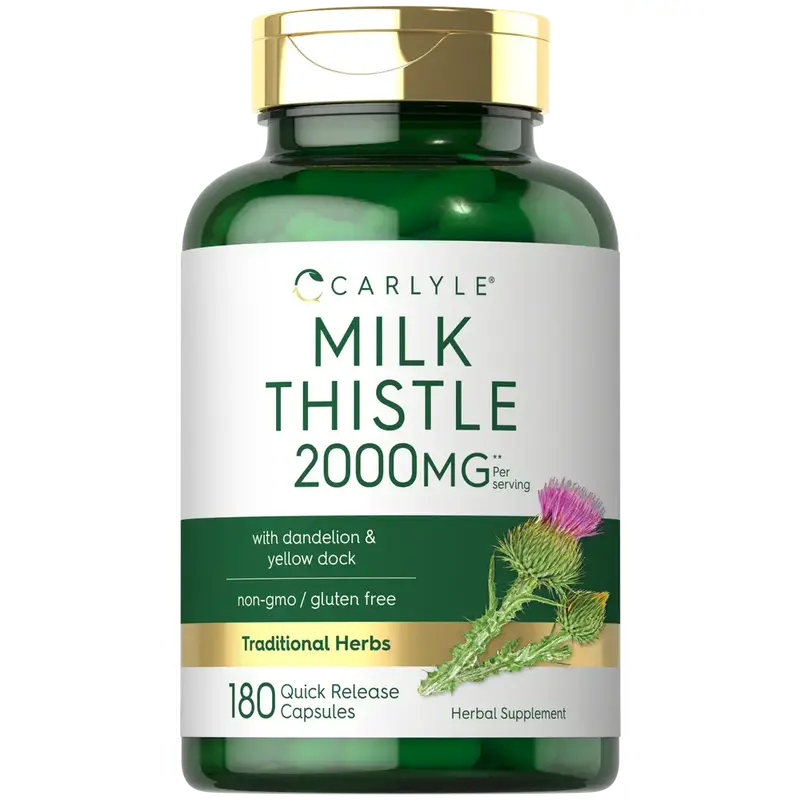 Carlyle Milk Thistle 2000mg | 180 Capsules | with Dandelion & Yellow Dock | Non-GMO, Gluten Free