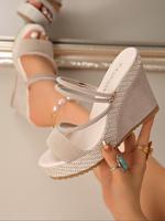 Women's Fashionable Elegant Classy Solid Color Wedge Sandals, Sandals for Summer, Lightweight Breathable Shoes for Women & Gi...
