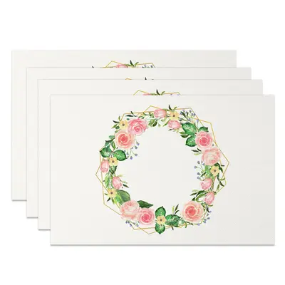Aperturee Simple Colorful Floral Wreath Set Of 4 Placemats, 14x12 Inch, 15.8 USD, NYJY00363-S, placemats