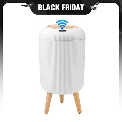 Pukomc Smart Sensor Waterproof Trash Can - Flip Top, Cute Nordic Style Design Springtok Homewares Space Saving Bins Whit