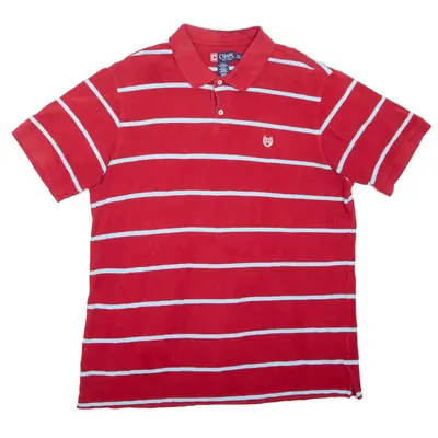 CHAPS Polo Shirt Red Striped Short Sleeve Mens 2XL