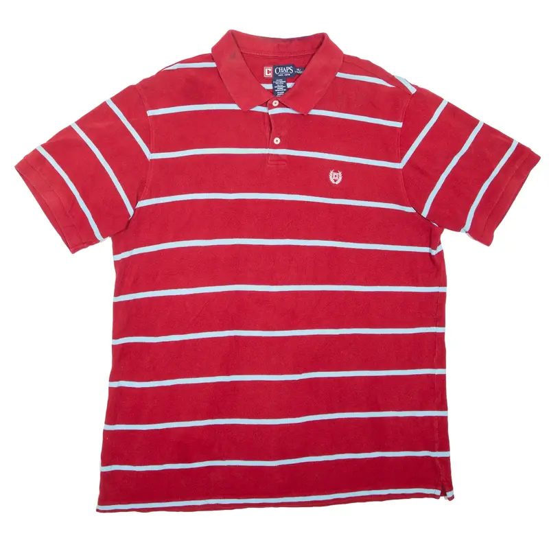 CHAPS Polo Shirt Red Striped Short Sleeve Mens 2XL