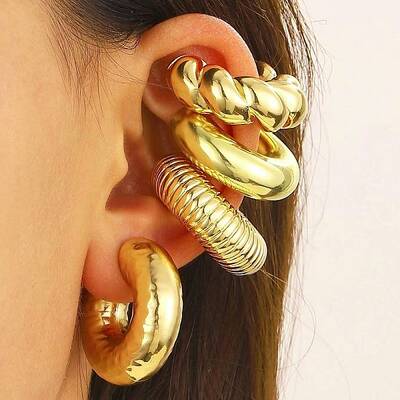 4Pcs Adjustable CCB Plastic Cuff Earrings