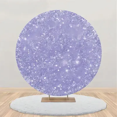 Purple Sparkling Elegant Round Birthday Backdrop - Aperturee