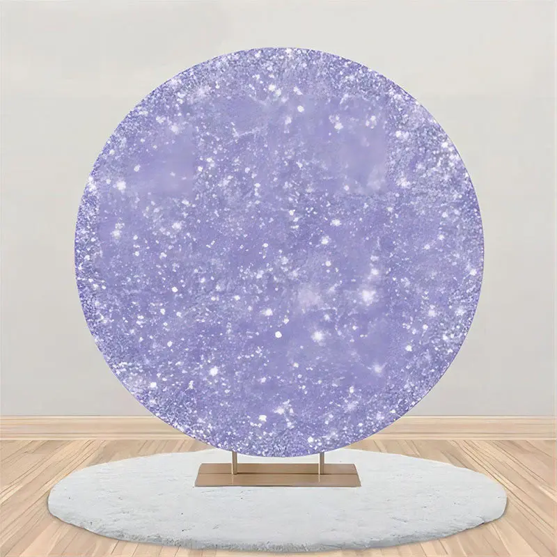 Purple Sparkling Elegant Round Birthday Backdrop - Aperturee