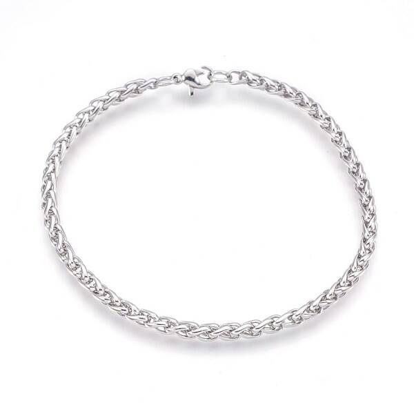 Tarnish Resistant 304 Stainless Steel Wheat Chain Bracelets