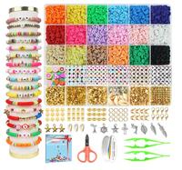 5100 Clay Beads Bracelet Making Kit, Flat Preppy Beads for Friendship Jewelry Making, Polymer Heishi Beads with Charms Gifts ...