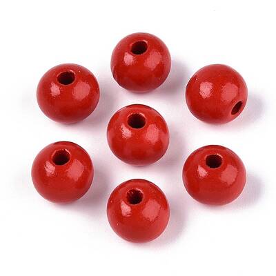 Spray Painted Round Natural Schima Wood Beads