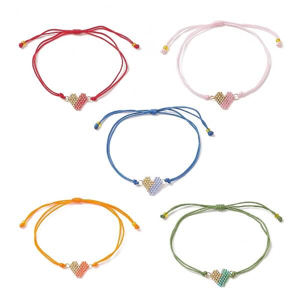 Handmade Japanese Seed Heart Link Bracelets