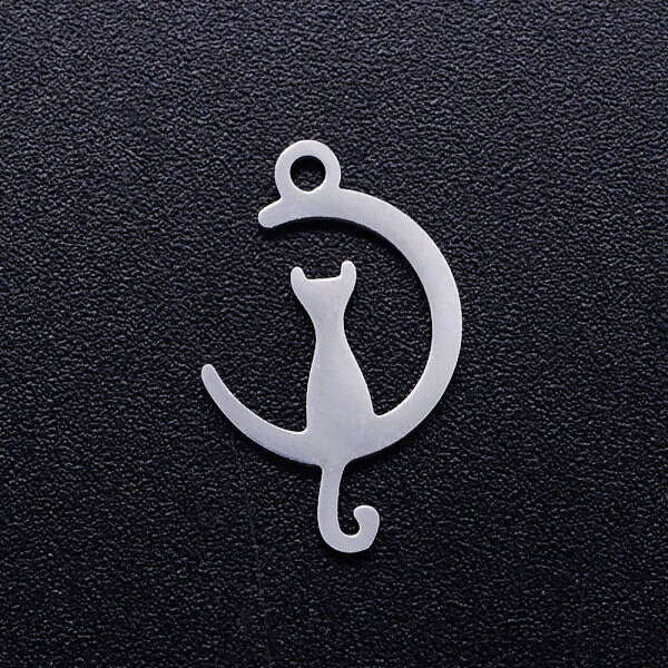 Non-Tarnish 304 Stainless Steel Kitten Pendants