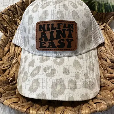 Milfin Aint Easy Hat - Trendy Women's Hat with Snapback, Faux Leather Patch, Versatile Fit & Multiple Color Options