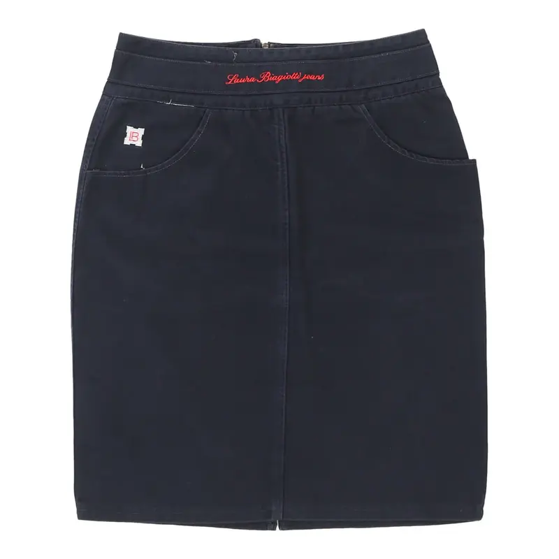Laura Biagiotti Midi Skirt - 28W UK 8 Navy Cotton | Size: UK 8