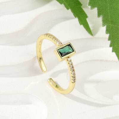 Brass Micro Pave Cubic Zirconia Cuff Rings