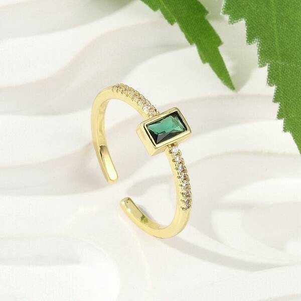 Brass Micro Pave Cubic Zirconia Cuff Rings