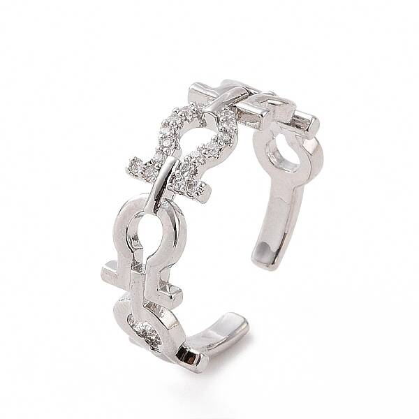 Clear Cubic Zirconia Hollow Out Open Cuff Ring