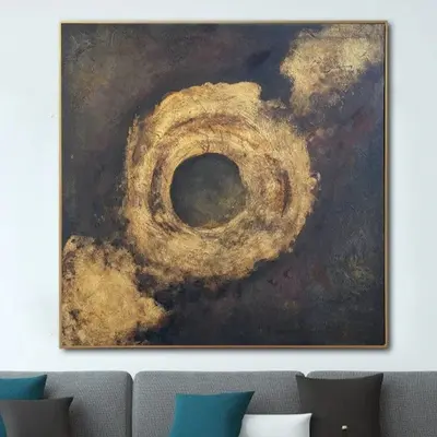 Original Abstract Gold And Black Paintings On Canvas Acrylic Oil Painting Modern Textured Wall Art Abstract Chain Painting | ...