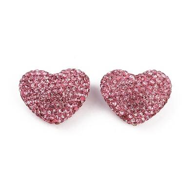 Heart Shaped Polymer Clay Rhinestone Beads
