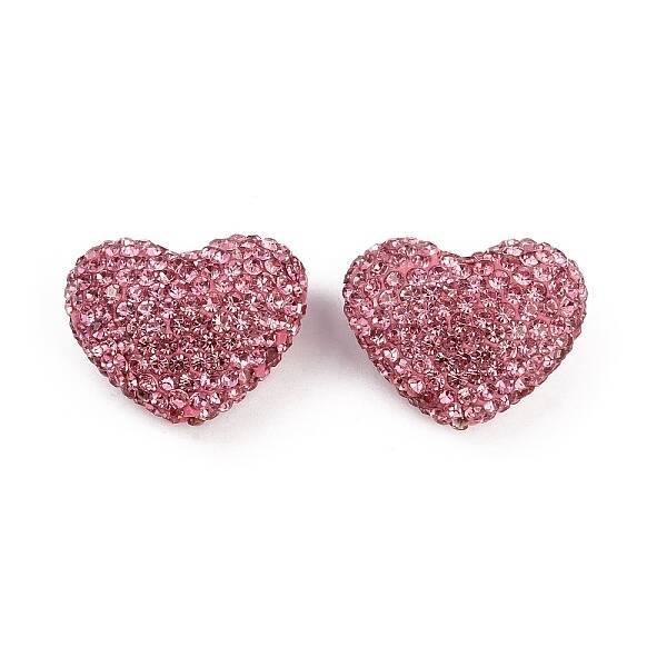 Heart Shaped Polymer Clay Rhinestone Beads