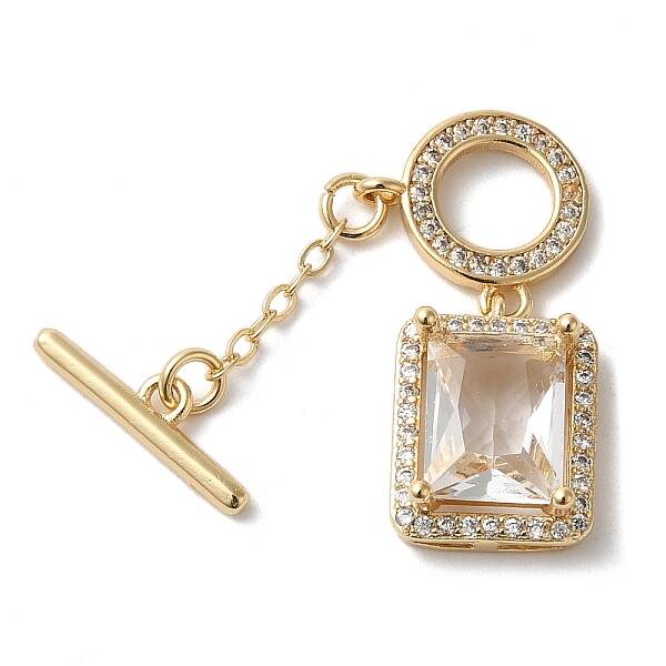 Brass Micro Pave Clear Cubic Zirconia Toggle Clasps