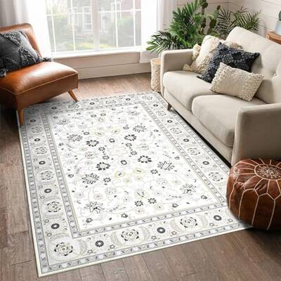 Garvee 5x7 Area Rug Rug Vintage Floor Cover Machine Washable Indoor Throw Carpet Boho Rug Distressed Medallion Area Rug Non-S...
