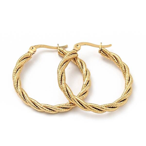 303 Stainless Steel Twist Rope Hoop Earrings with 316 Stainless Steel Pins for Women